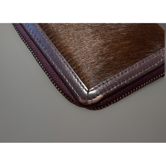 Radley London Leather Whitley Calf Hair Zip Around Wallet Maroon Country Western - Picture 6 of 7